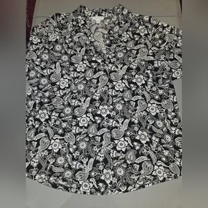 Charter Club Monochrome Floral Top (4c17)